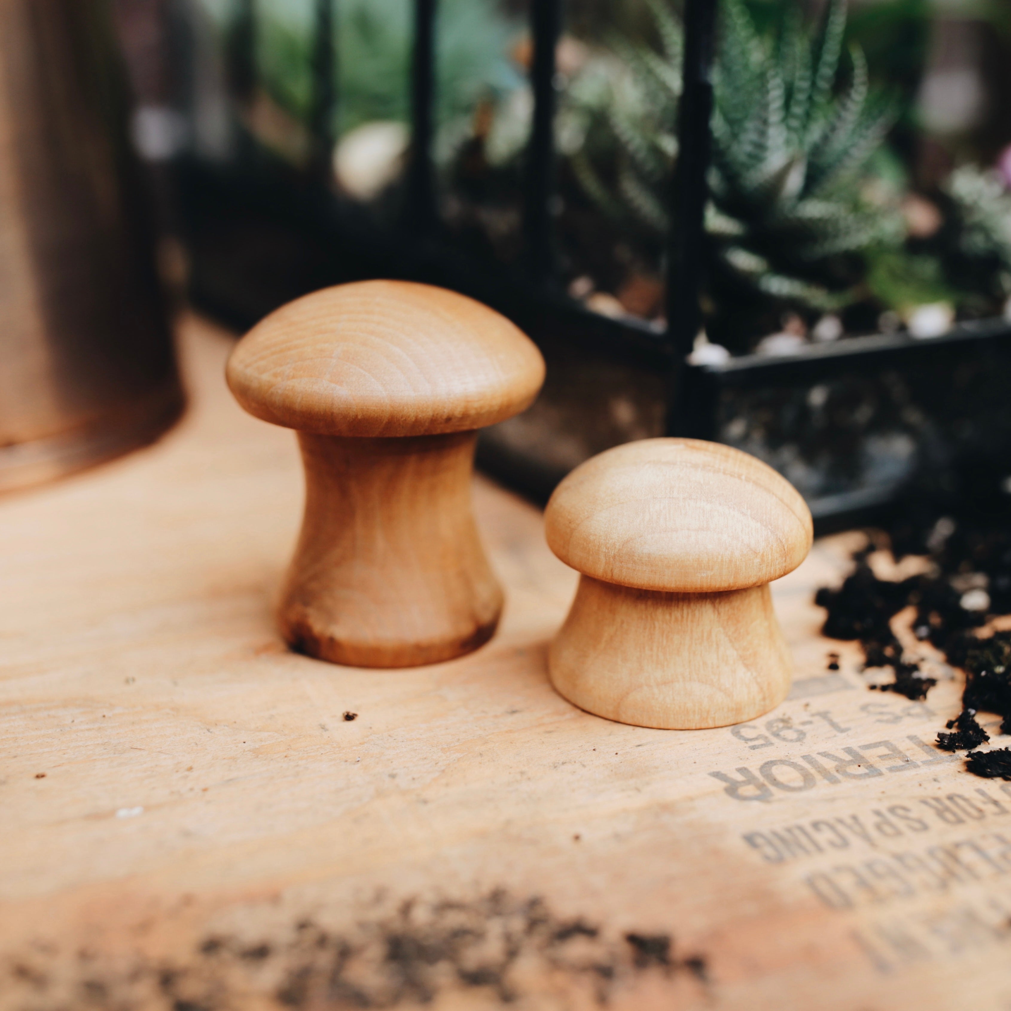 Wood Carved Treasures | mushrooms & spin tops